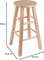 Winsome Element 2-Piece 24In Counter Stool Set, Natural Finish, Solid Wood, Modern Design - Grand Goldman