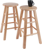 Winsome Element 2-Piece 24In Counter Stool Set, Natural Finish, Solid Wood, Modern Design - Grand Goldman
