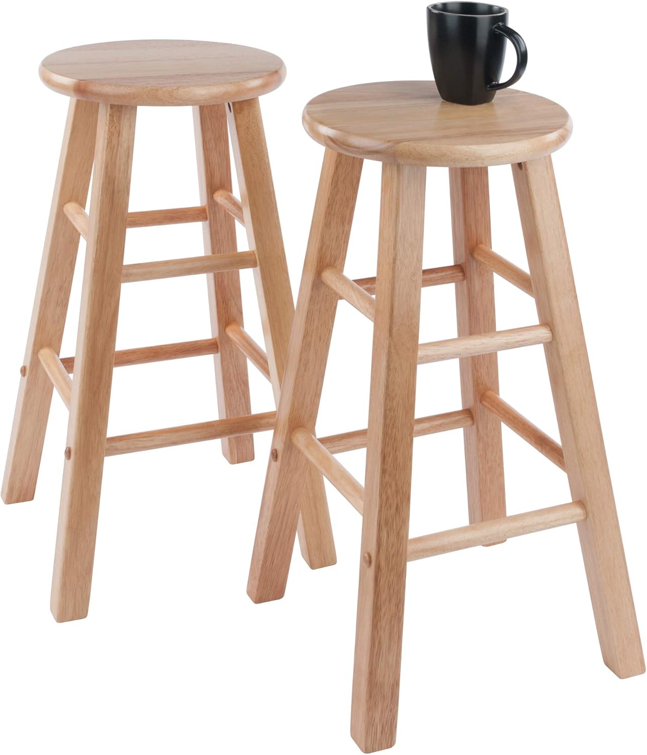 Winsome Element 2-Piece 24In Counter Stool Set, Natural Finish, Solid Wood, Modern Design - Grand Goldman