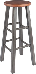 Winsome Wood Ivy Square Leg Bar Stool, Rustic Gray, 29" - Grand Goldman