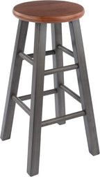 Winsome Wood Ivy Square Leg Bar Stool, Rustic Gray, 29" - Grand Goldman