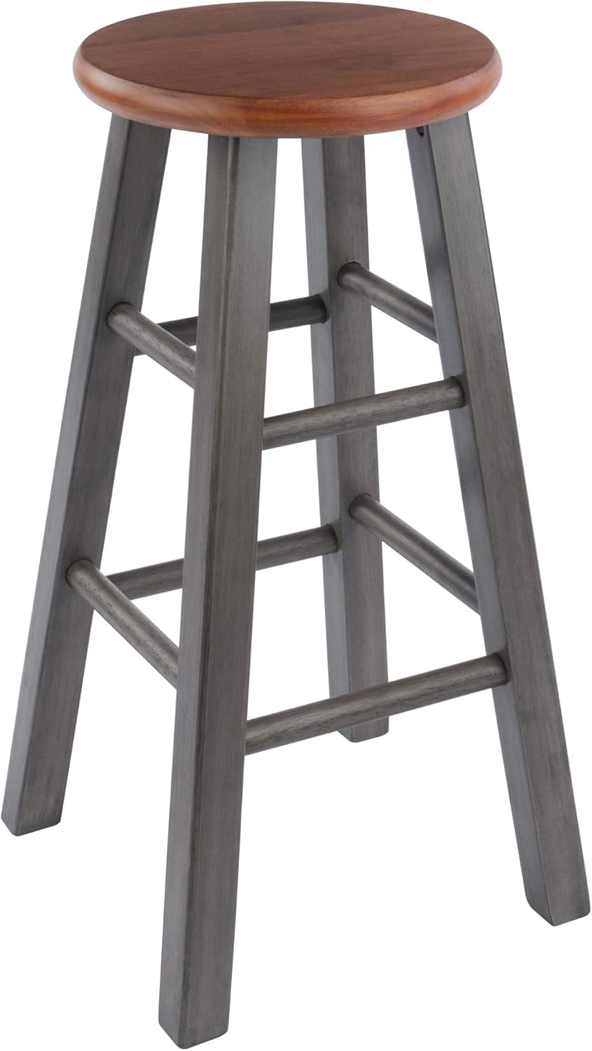 Winsome Wood Ivy Square Leg Bar Stool, Rustic Gray, 29" - Grand Goldman