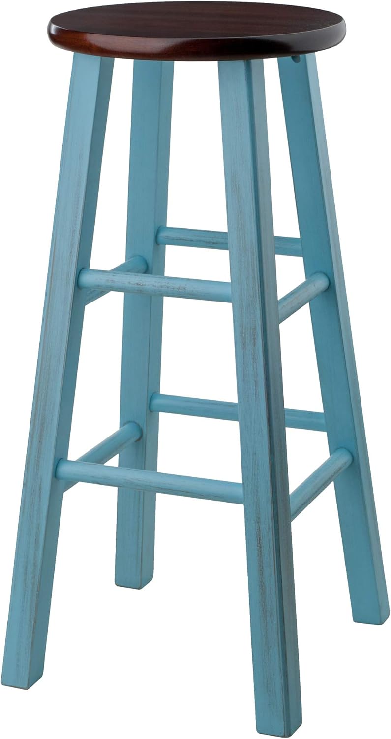 Winsome Wood Ivy Square Leg Bar Stool, Rustic Gray, 29" - Grand Goldman