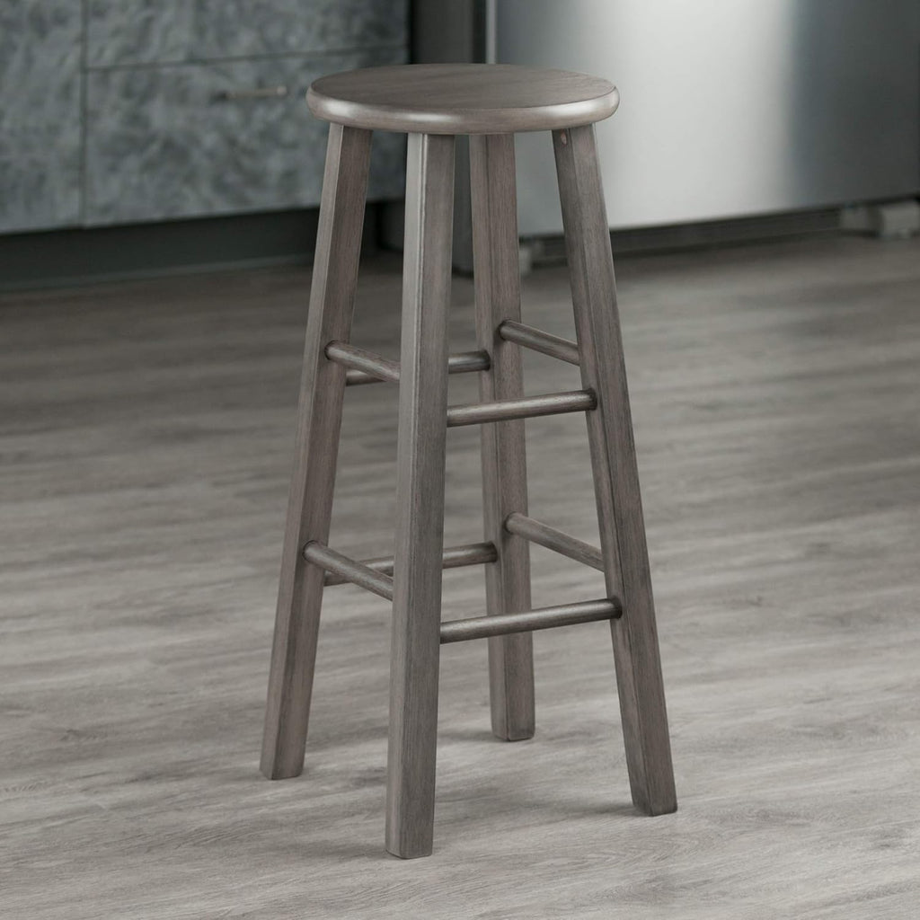 Winsome Wood Ivy Square Leg Bar Stool, Rustic Gray, 29" - Grand Goldman