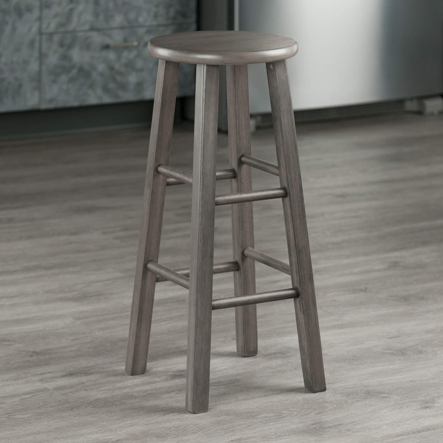 Winsome Wood Ivy Square Leg Bar Stool, Rustic Gray, 29" - Grand Goldman