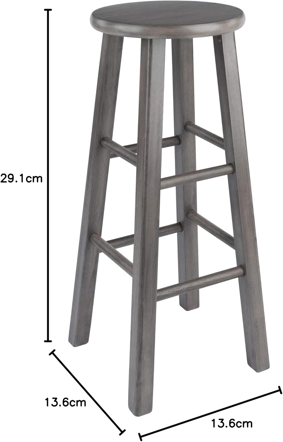 Winsome Wood Ivy Square Leg Bar Stool, Rustic Gray, 29" - Grand Goldman