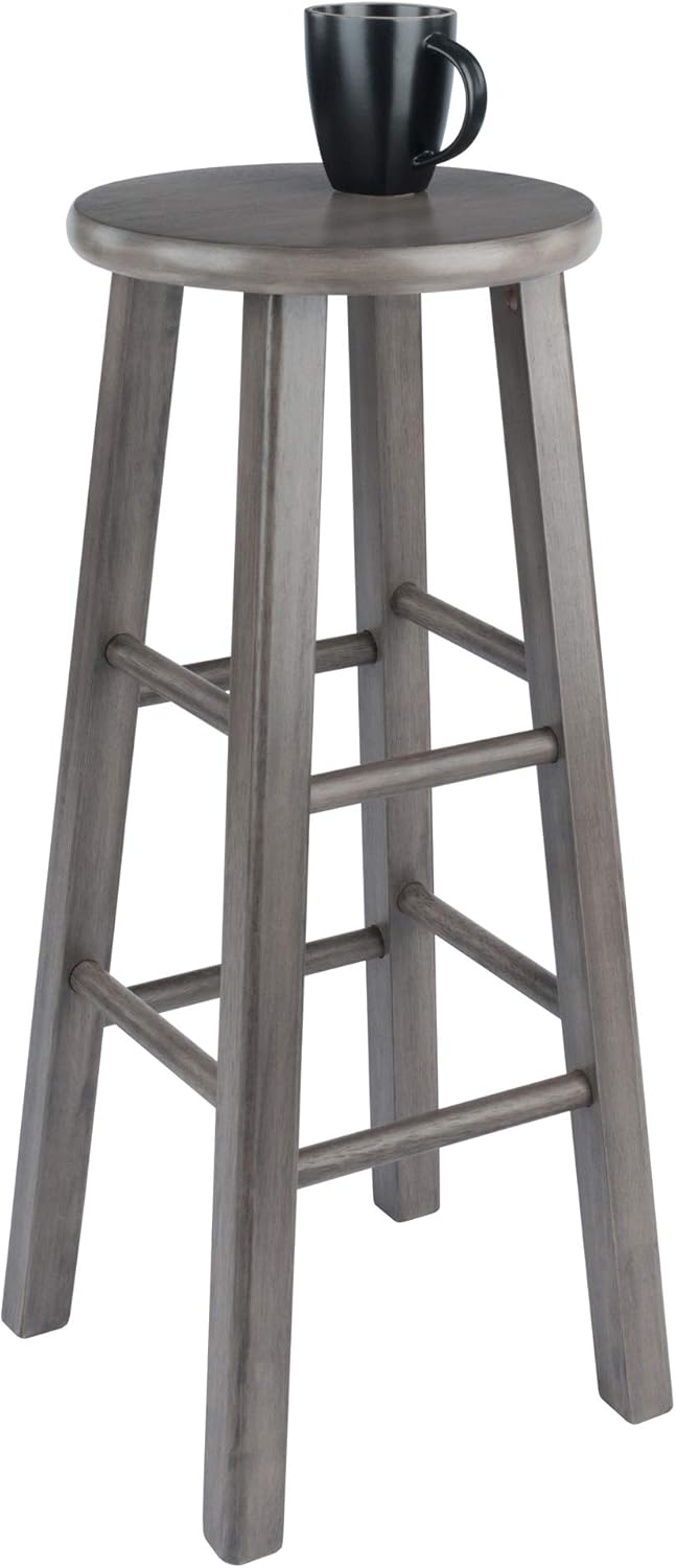 Winsome Wood Ivy Square Leg Bar Stool, Rustic Gray, 29" - Grand Goldman