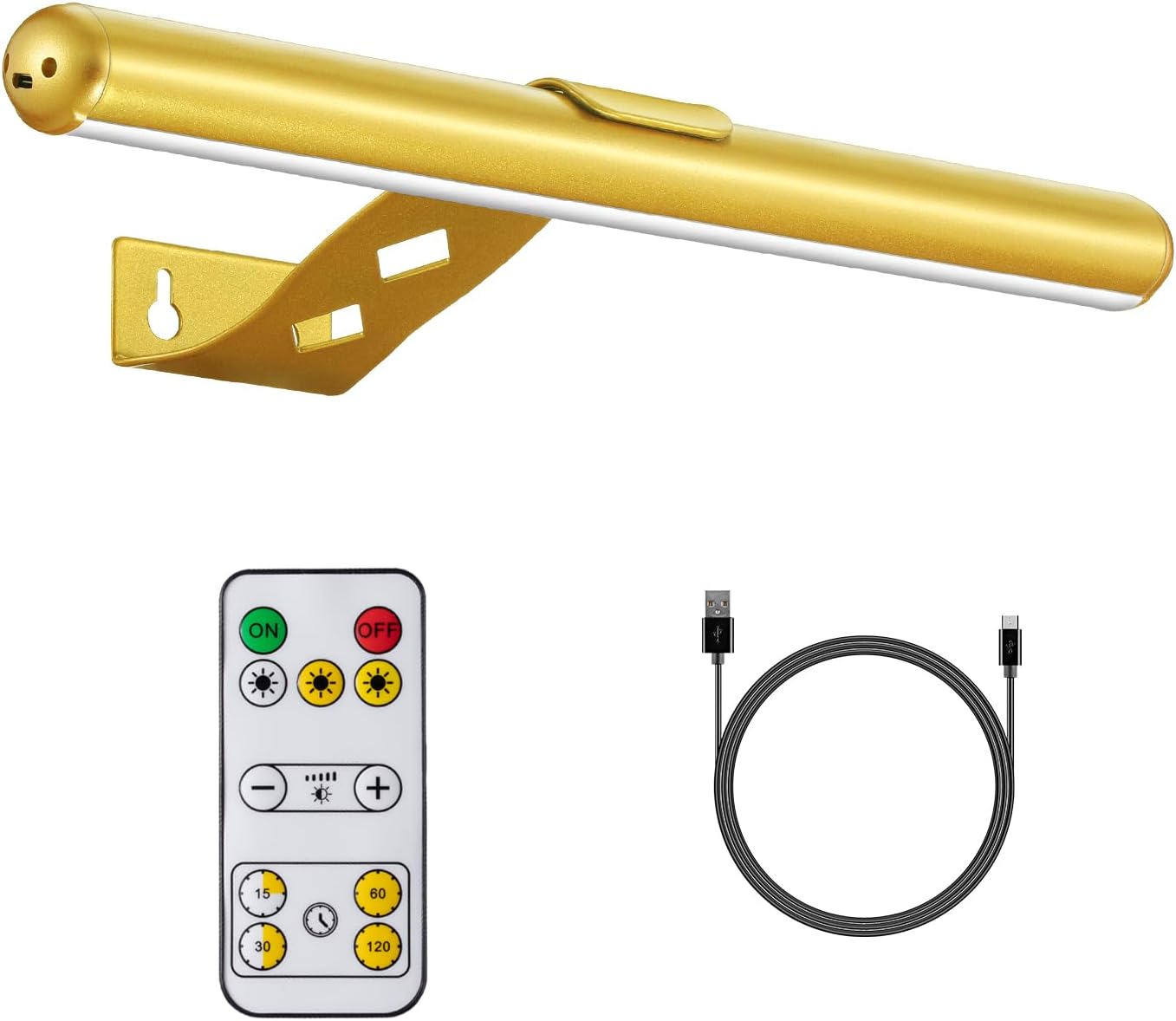 Wireless Picture Light Battery Operated,Rechargeable Painting Light with Remote Control, Metal Art Light Display Lamp,3 Modes,Dimmable Dartboard Light with Timer for Frame Gallery,300LM, Gold - Grand Goldman