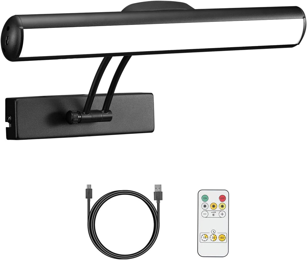 Wireless Picture Light Battery Operated,Rechargeable Painting Light with Remote Control, Metal Art Light Display Lamp,3 Modes,Dimmable Dartboard Light with Timer for Frame Gallery,300LM, Gold - Grand Goldman