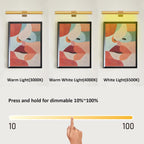 Wireless Picture Light Battery Operated,Rechargeable Painting Light with Remote Control, Metal Art Light Display Lamp,3 Modes,Dimmable Dartboard Light with Timer for Frame Gallery,300LM, Gold - Grand Goldman