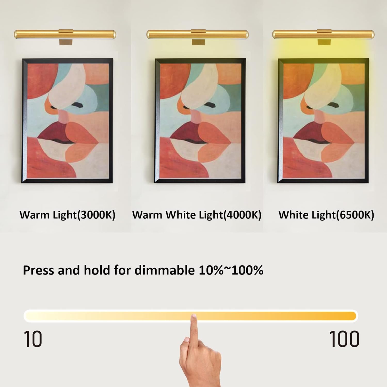 Wireless Picture Light Battery Operated,Rechargeable Painting Light with Remote Control, Metal Art Light Display Lamp,3 Modes,Dimmable Dartboard Light with Timer for Frame Gallery,300LM, Gold - Grand Goldman