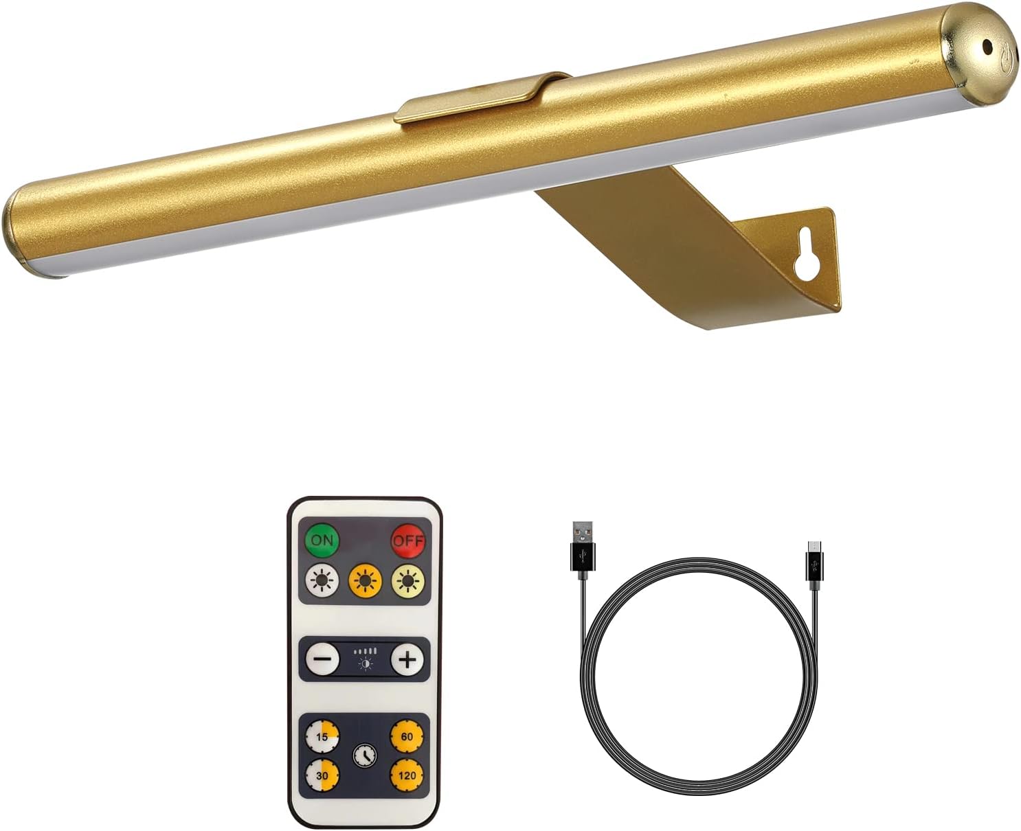 Wireless Picture Light Battery Operated,Rechargeable Painting Light with Remote Control, Metal Art Light Display Lamp,3 Modes,Dimmable Dartboard Light with Timer for Frame Gallery,300LM, Gold - Grand Goldman