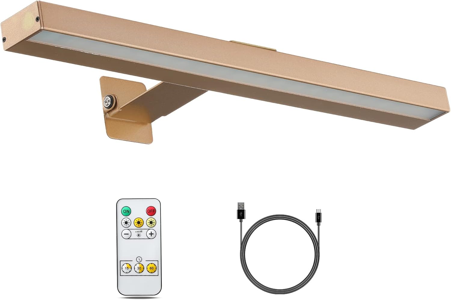 Wireless Picture Light Battery Operated,Rechargeable Painting Light with Remote Control, Metal Art Light Display Lamp,3 Modes,Dimmable Dartboard Light with Timer for Frame Gallery,300LM, Gold - Grand Goldman