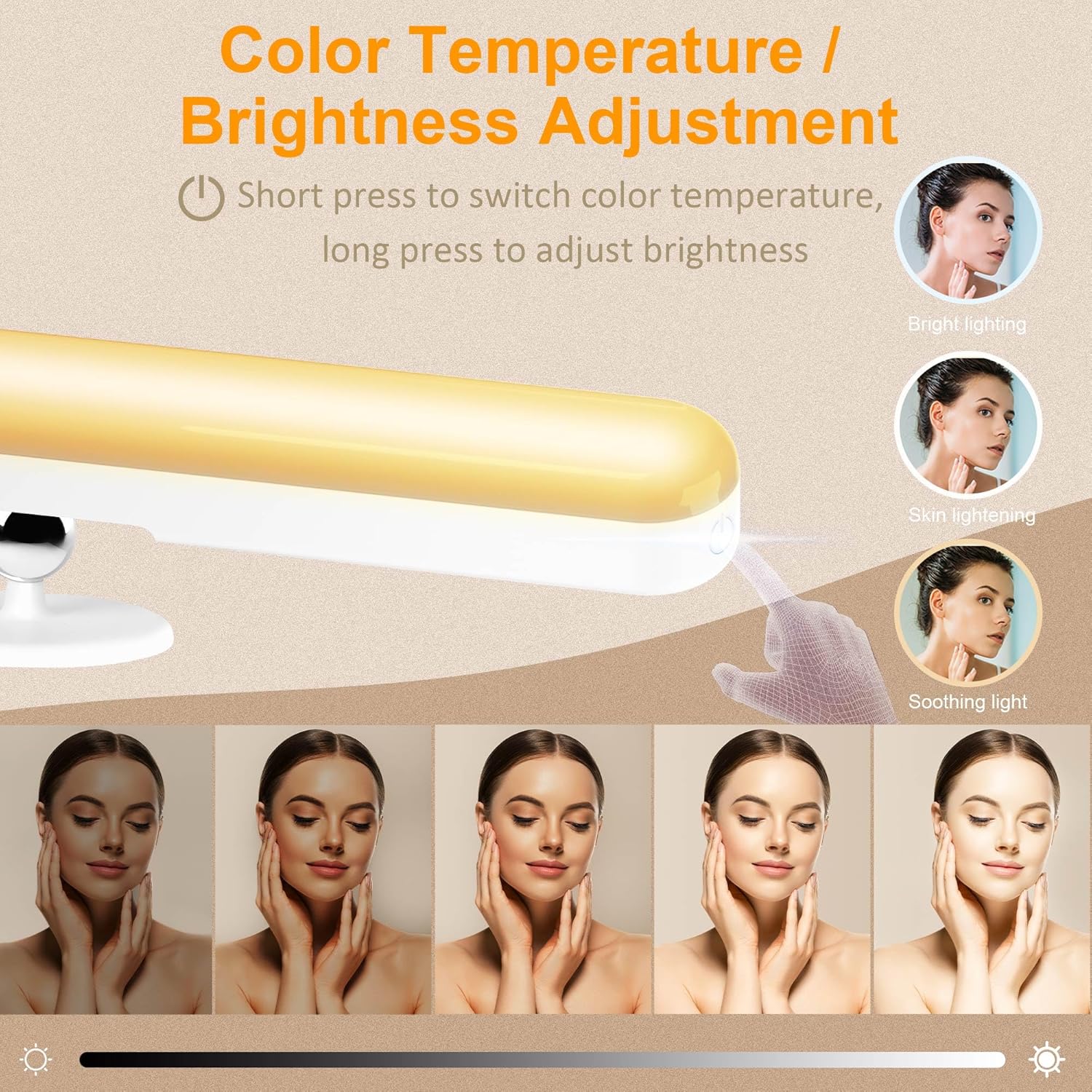 Wireless Vanity Lights for Mirror, Rechargeable Battery Operated Mirror Lights, Adjustable Color Brightness & Angle Makeup Light, Cordless Lights for Mirror, for Makeup Vanity Bathroom Mirror - Grand Goldman