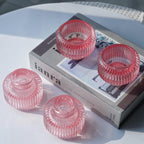 Woho Candlestick Holders Set of 4, Amber Votive Candle Holders for Fall Wedding Table Centerpiece, Ribbed Glass Taper Candle Holders for Dinner Party Halloween Thanksgiving Decor - Grand Goldman