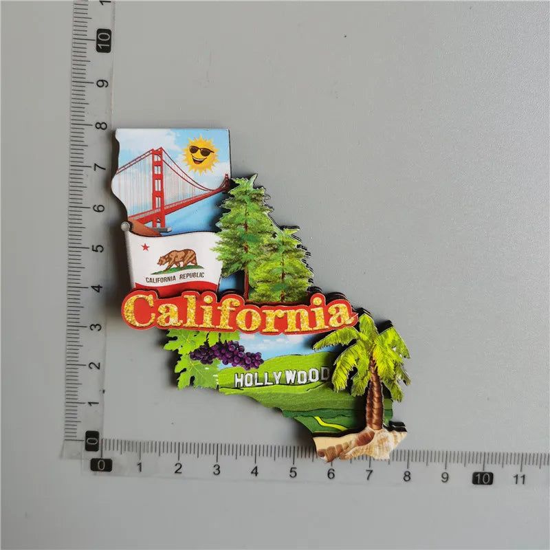 Wooden Refrigerator Magnet Travel Souvenir United States Barcelona Russia Canada Thailand Denmark Magnetic Fridge Sticker - Grand Goldman