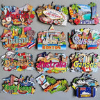 Wooden Refrigerator Magnet Travel Souvenir United States Barcelona Russia Canada Thailand Denmark Magnetic Fridge Sticker - Grand Goldman
