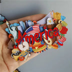 Wooden Refrigerator Magnet Travel Souvenir United States Barcelona Russia Canada Thailand Denmark Magnetic Fridge Sticker - Grand Goldman