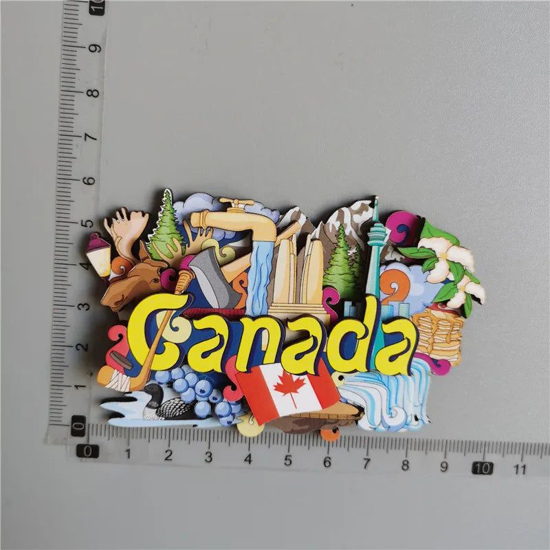 Wooden Refrigerator Magnet Travel Souvenir United States Barcelona Russia Canada Thailand Denmark Magnetic Fridge Sticker - Grand Goldman