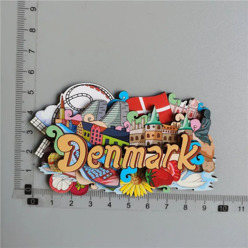 Wooden Refrigerator Magnet Travel Souvenir United States Barcelona Russia Canada Thailand Denmark Magnetic Fridge Sticker - Grand Goldman