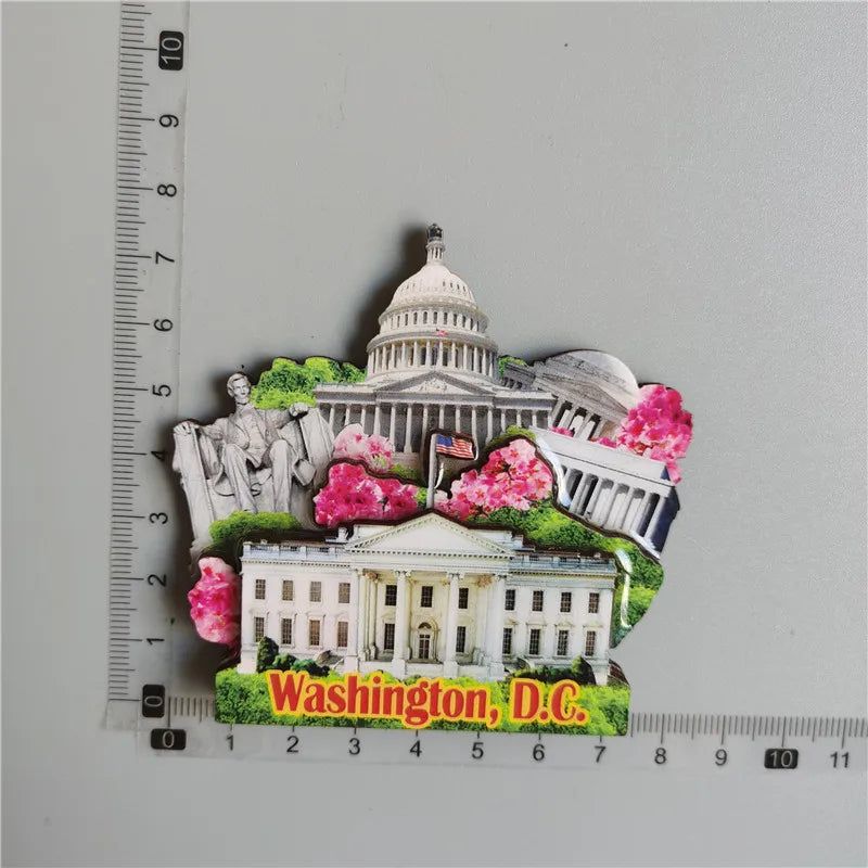 Wooden Refrigerator Magnet Travel Souvenir United States Barcelona Russia Canada Thailand Denmark Magnetic Fridge Sticker - Grand Goldman