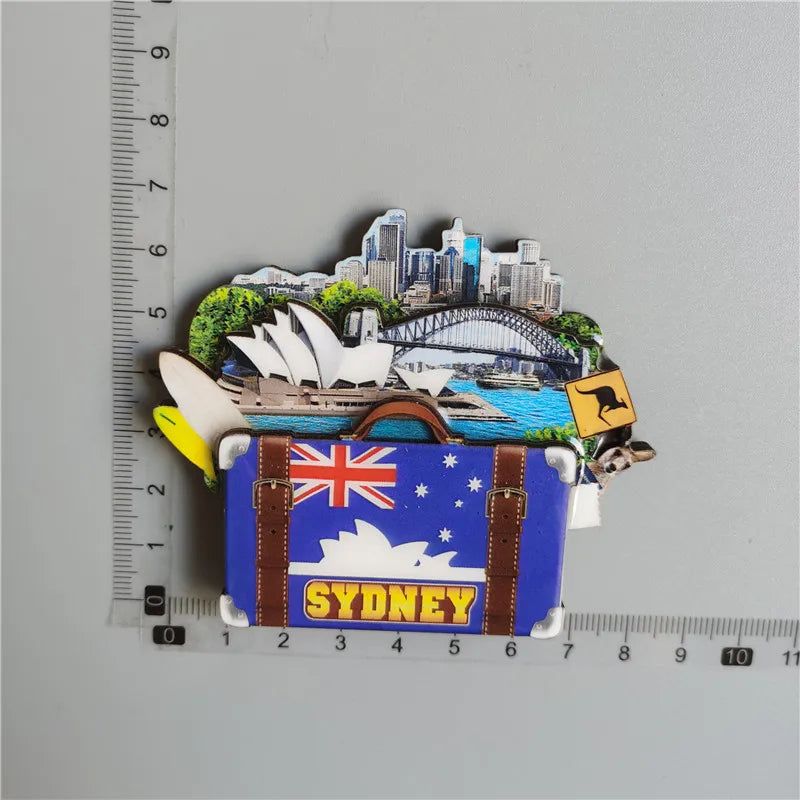 Wooden Refrigerator Magnet Travel Souvenir United States Barcelona Russia Canada Thailand Denmark Magnetic Fridge Sticker - Grand Goldman