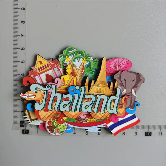 Wooden Refrigerator Magnet Travel Souvenir United States Barcelona Russia Canada Thailand Denmark Magnetic Fridge Sticker - Grand Goldman