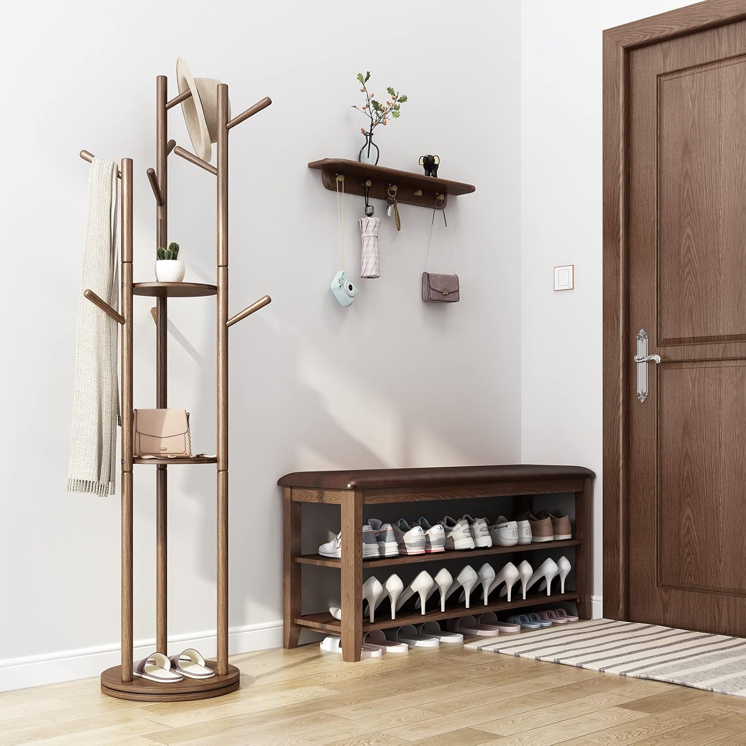 Wooden Shoe Rack Bench - 2-Tier Shoe Organizer and Entryway Bench | Stylish Shoe Bench for Entryway, Bedroom - Grand Goldman