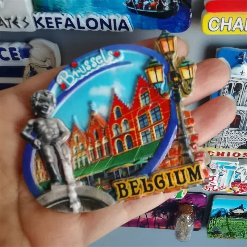 World Tourist Fridge Magnets Chios Greece Belgium France Spain  Norway Jordan PETRA Amsterdam Magnets Refrigerators Home Decor - Grand Goldman