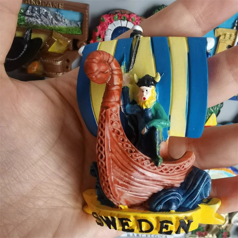 World Tourist Fridge Magnets Windsor GRAN CANARIA Barcelona Greece Iceland Finland Poland Germany Sweden Resin Magnetic Stickers - Grand Goldman