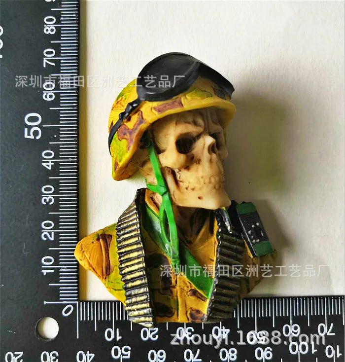 World War II Skull American Soviet Soldiers Retro Personalized 3D Creative Stereo Resin Refrigerator Magnet for Collection - Grand Goldman