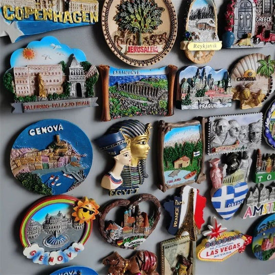 World tourist souvenir Fridge magnets Genova Pompei  Italy Iceland Tukey Greece USA Germany Dubai Spain Prugue Finland Jerusalem - Grand Goldman