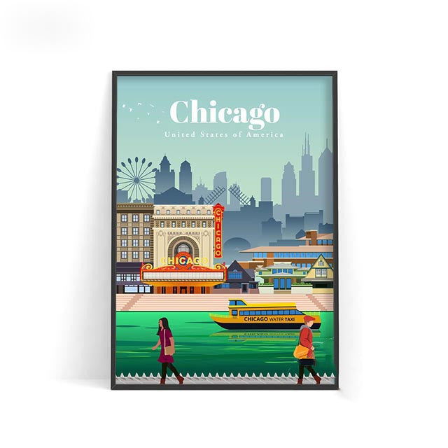 World City Travel Poster Wall Decoration - Grand Goldman