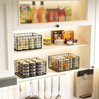 X-cosrack Metal Wire Basket Organizer Foldable & Wall Mounted Freezer Organizer Bins with Handles 4 Pack- Extra Large Mesh Bins for Pantry Organization Kitchen Laundry Closet Garage Patent Design - Grand Goldman