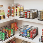 X-cosrack Metal Wire Basket Organizer Foldable & Wall Mounted Freezer Organizer Bins with Handles 4 Pack- Extra Large Mesh Bins for Pantry Organization Kitchen Laundry Closet Garage Patent Design - Grand Goldman