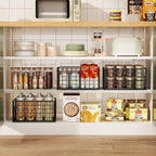 X-cosrack Metal Wire Basket Organizer Foldable & Wall Mounted Freezer Organizer Bins with Handles 4 Pack- Extra Large Mesh Bins for Pantry Organization Kitchen Laundry Closet Garage Patent Design - Grand Goldman