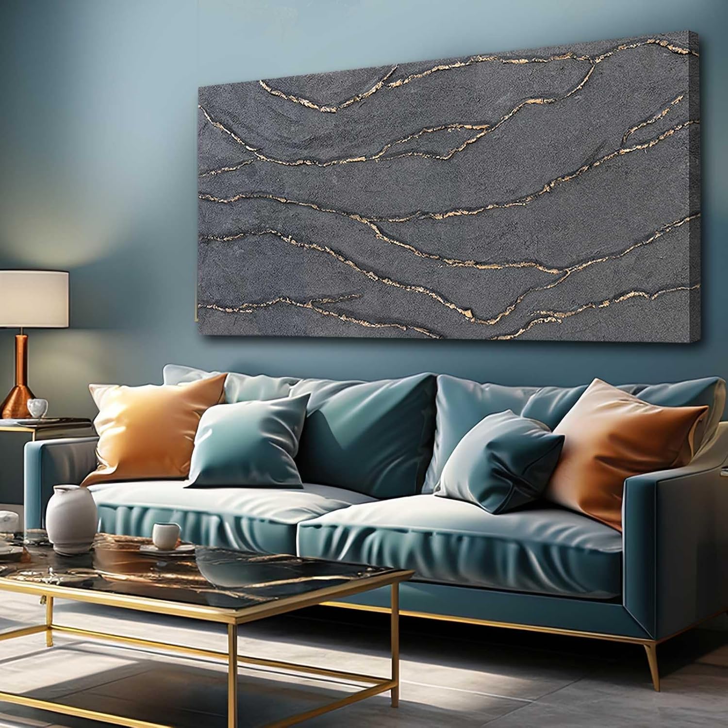 XIANSHOU Oil Painting Art Wall Decor Pictures for Living Room Big Wall Artwork White Painting 29"x 58" Modern Abstract Wall Decor Bedroom Office Ready to Hang - Grand Goldman