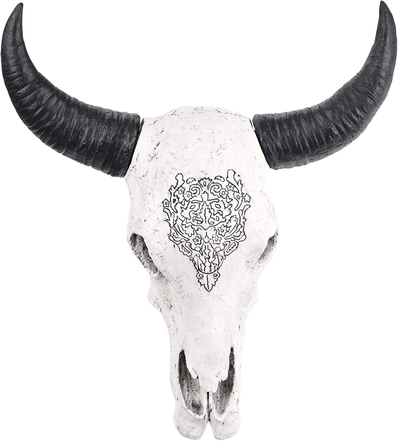 XINGYAN Resin Bull Head Ox Skull Head Wall Decor Longhorn Skull Sculptures Plaque Art Crafts Ornaments Horns Statue Hanging Art for Home Decoration (Model A) - Grand Goldman