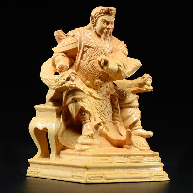 Xun Xu Wooden Carving Statue Chinese Warl Lord Solid Craft Gift - Grand Goldman