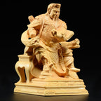 Xun Xu Wooden Carving Statue Chinese Warl Lord Solid Craft Gift - Grand Goldman