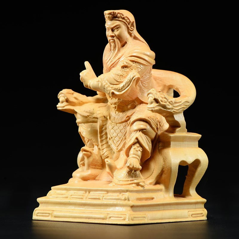 Xun Xu Wooden Carving Statue Chinese Warl Lord Solid Craft Gift - Grand Goldman