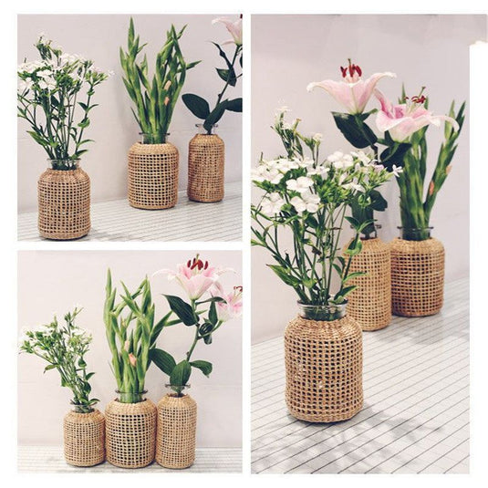 Xuxing Craft Straw Glass Dried Flower Vase - Grand Goldman