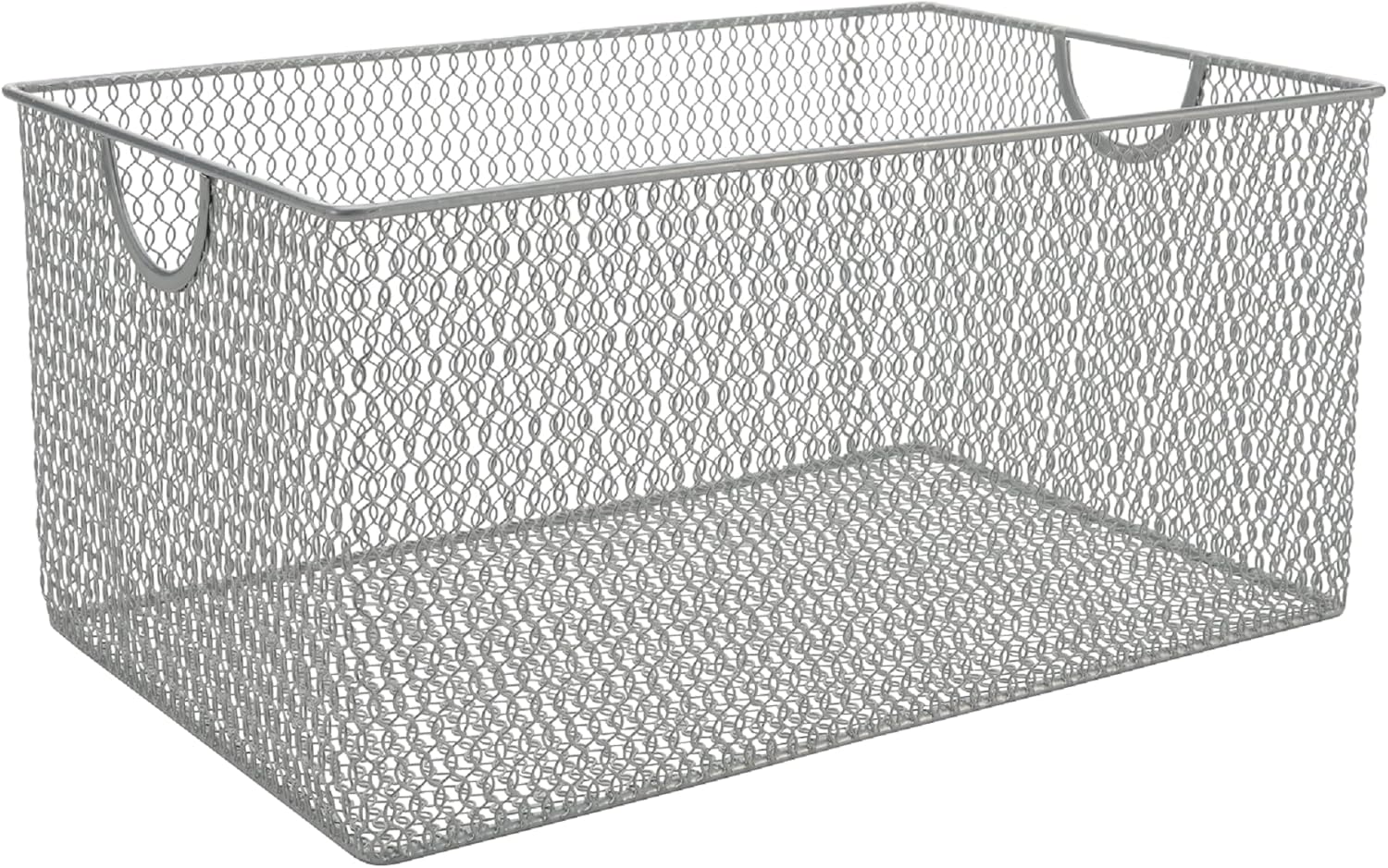 YBM Home Kitchen Pantry Organizer Wire Basket for Shelves, Cabinets, Pantry, Countertop, Mesh Open Storage Bin Metal Basket for Organizing Food Supplies 10” x 9” x 6” Pack of 1, Silver - Grand Goldman