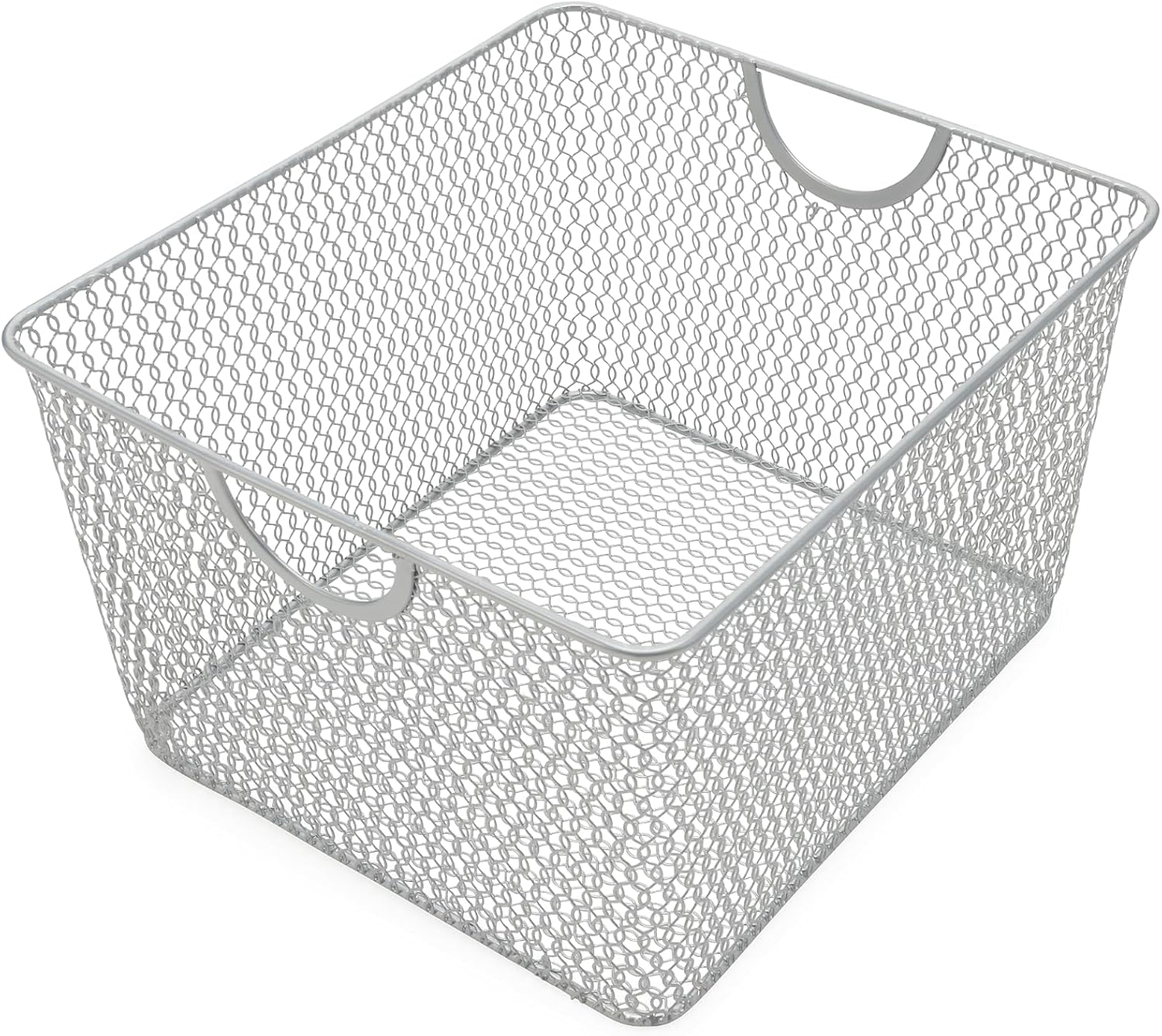 YBM Home Kitchen Pantry Organizer Wire Basket for Shelves, Cabinets, Pantry, Countertop, Mesh Open Storage Bin Metal Basket for Organizing Food Supplies 10” x 9” x 6” Pack of 1, Silver - Grand Goldman