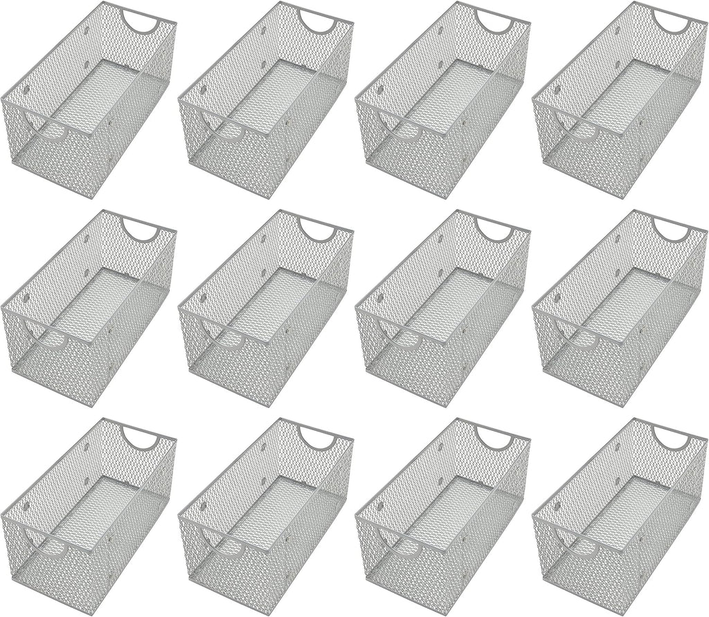 YBM Home Kitchen Pantry Organizer Wire Basket for Shelves, Cabinets, Pantry, Countertop, Mesh Open Storage Bin Metal Basket for Organizing Food Supplies 10” x 9” x 6” Pack of 1, Silver - Grand Goldman