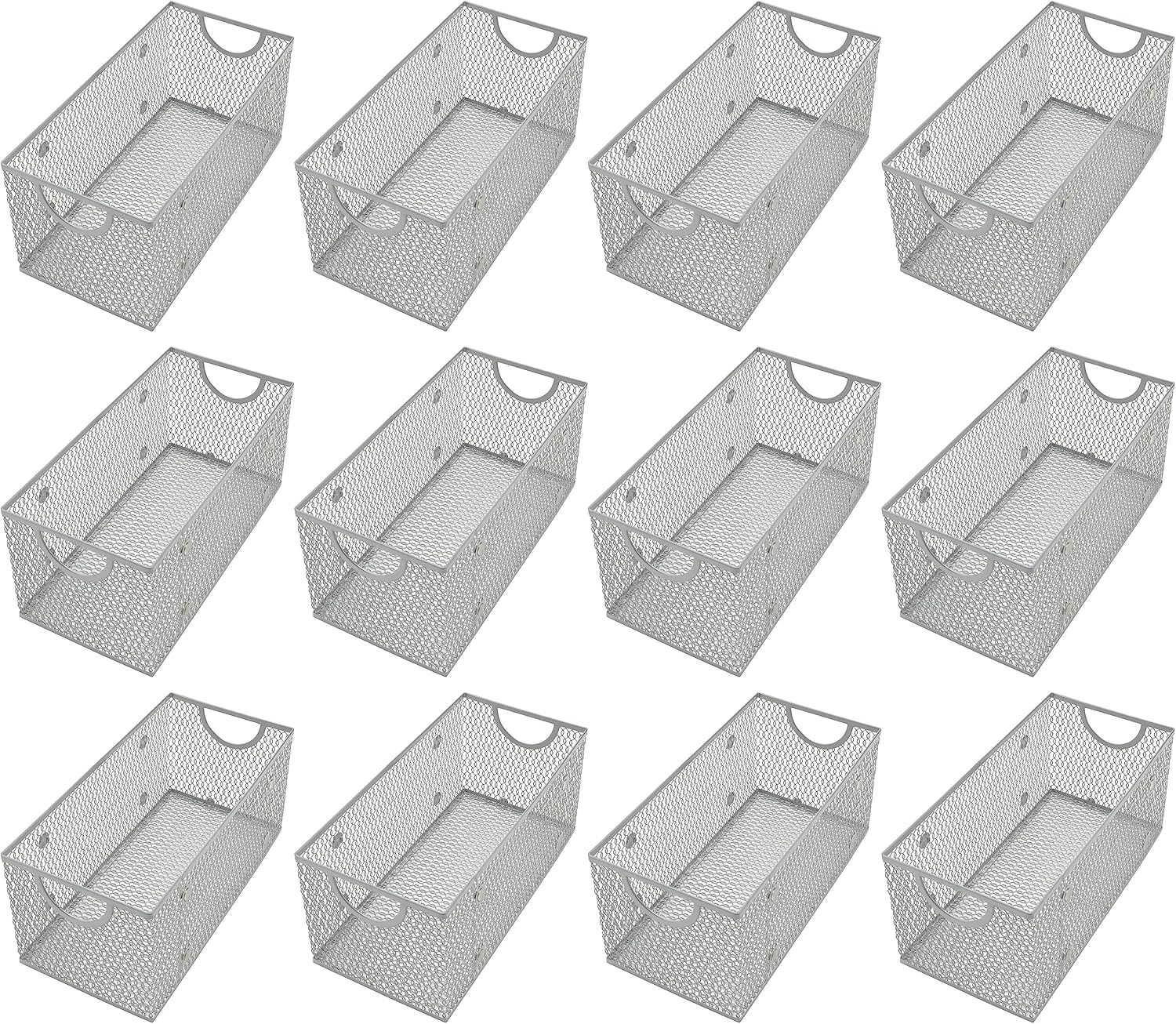 YBM Home Kitchen Pantry Organizer Wire Basket for Shelves, Cabinets, Pantry, Countertop, Mesh Open Storage Bin Metal Basket for Organizing Food Supplies 10” x 9” x 6” Pack of 1, Silver - Grand Goldman