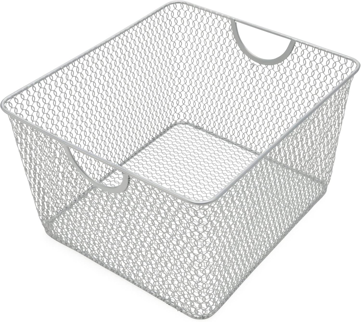 YBM Home Kitchen Pantry Organizer Wire Basket for Shelves, Cabinets, Pantry, Countertop, Mesh Open Storage Bin Metal Basket for Organizing Food Supplies 10” x 9” x 6” Pack of 1, Silver - Grand Goldman