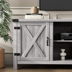 YESHOMY Modern Farmhouse TV Stand with Two Barn Doors and Storage Cabinets for Televisions up to 65+ Inch, Entertainment Center Console Table, Media Furniture for Living Room, 58 Inch, Gray Wash - Grand Goldman