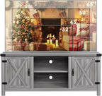 YESHOMY Modern Farmhouse TV Stand with Two Barn Doors and Storage Cabinets for Televisions up to 65+ Inch, Entertainment Center Console Table, Media Furniture for Living Room, 58 Inch, Gray Wash - Grand Goldman