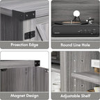 YESHOMY Modern Farmhouse TV Stand with Two Barn Doors and Storage Cabinets for Televisions up to 65+ Inch, Entertainment Center Console Table, Media Furniture for Living Room, 58 Inch, Gray Wash - Grand Goldman